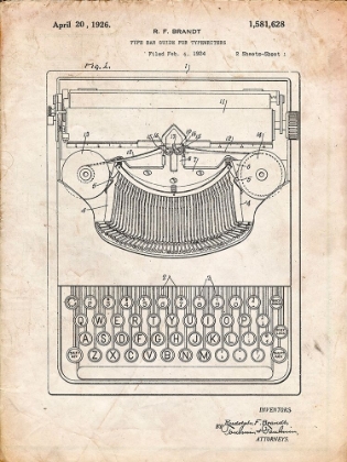 Picture of PP135- VINTAGE PARCHMENT DAYTON PORTABLE TYPEWRITER PATENT POSTER