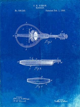 Picture of PP137- FADED BLUEPRINT GIBSON MANDOLIN A - MODEL PATENT POSTER