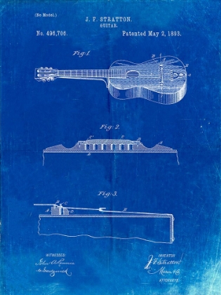 Picture of PP139- FADED BLUEPRINT STRATTON AND SON ACOUSTIC GUITAR PATENT POSTER