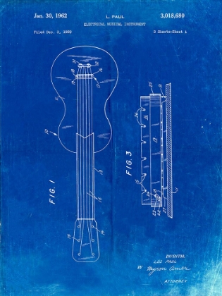 Picture of PP140- FADED BLUEPRINT GIBSON LES PAUL GUITAR PATENT POSTER