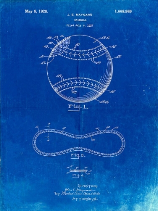 Picture of PP143- FADED BLUEPRINT BASEBALL STITCHING PATENT