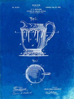 Picture of PP152- FADED BLUEPRINT KITCHEN PITCHER POSTER