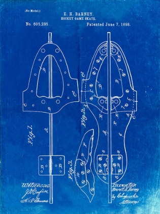 Picture of PP158- FADED BLUEPRINT 1898 HOCKEY SKATE PATENT POSTER