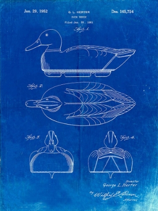 Picture of PP161- FADED BLUEPRINT DUCK DECOY PATENT POSTER