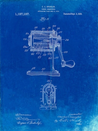 Picture of PP162- FADED BLUEPRINT PENCIL SHARPENER PATENT POSTER