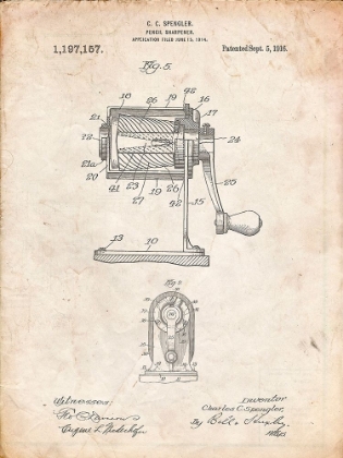 Picture of PP162- VINTAGE PARCHMENT PENCIL SHARPENER PATENT POSTER