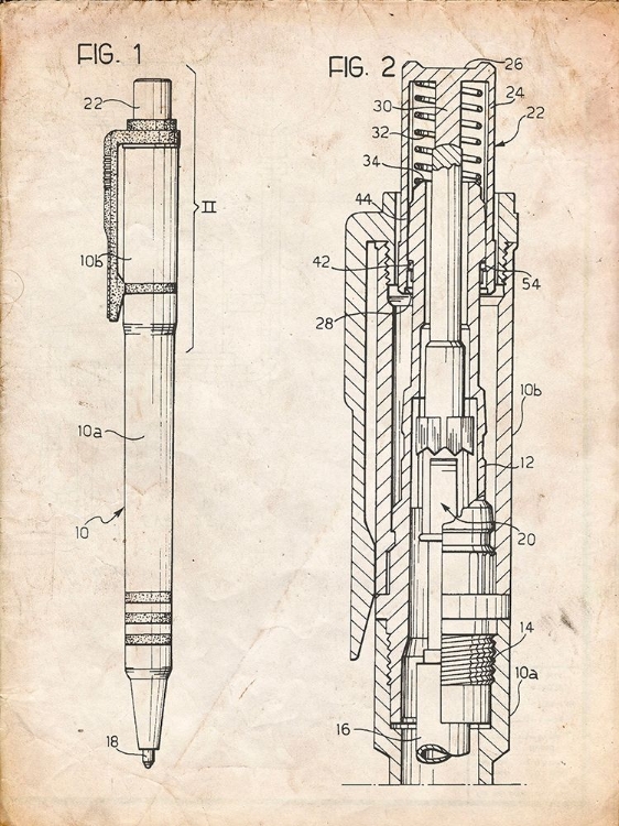 Picture of PP163- VINTAGE PARCHMENT BALL POINT PEN PATENT POSTER