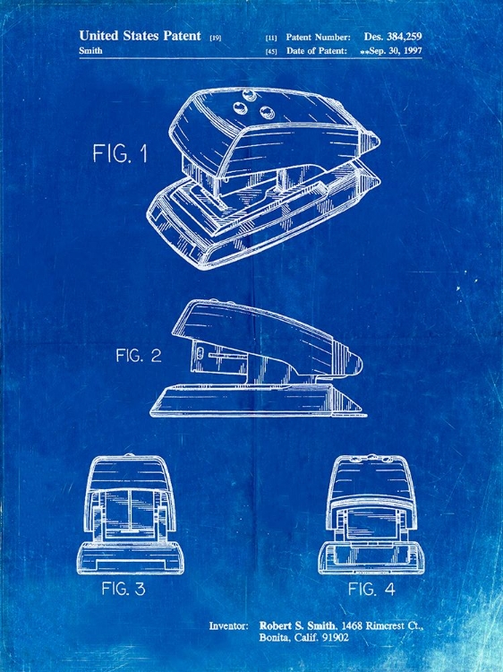 Picture of PP164- FADED BLUEPRINT MINI STAPLER PATENT POSTER