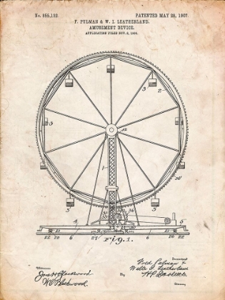 Picture of PP167- VINTAGE PARCHMENT FERRIS WHEEL POSTER