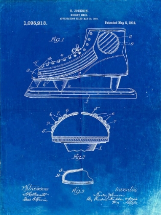 Picture of PP169- FADED BLUEPRINT HOCKEY SKATE PATENT POSTER