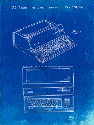 Picture of PP171- FADED BLUEPRINT APPLE III COMPUTER PATENT POSTER