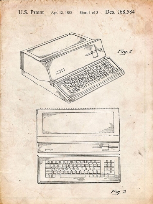 Picture of PP171- VINTAGE PARCHMENT APPLE III COMPUTER PATENT POSTER