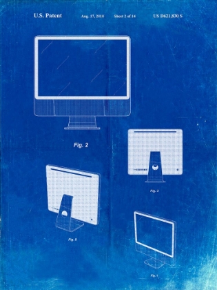 Picture of PP178- FADED BLUEPRINT IMAC COMPUTER MID 2010 PATENT POSTER