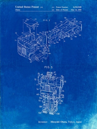 Picture of PP179- FADED BLUEPRINT OPTIMUS PRIME TRANSFORMER POSTER