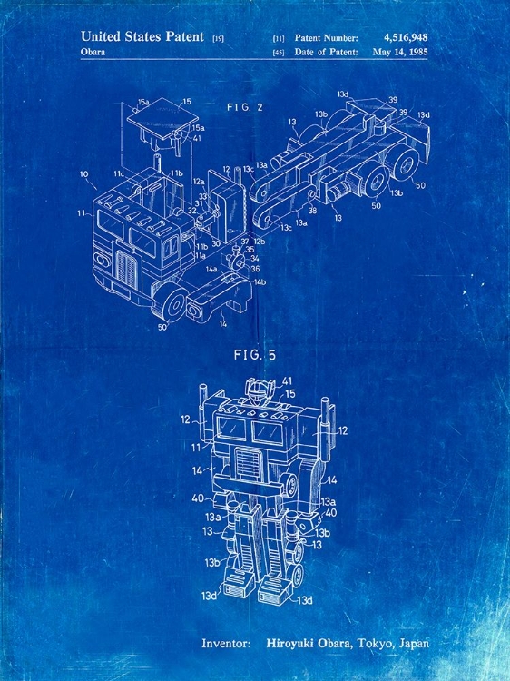 Picture of PP179- FADED BLUEPRINT OPTIMUS PRIME TRANSFORMER POSTER