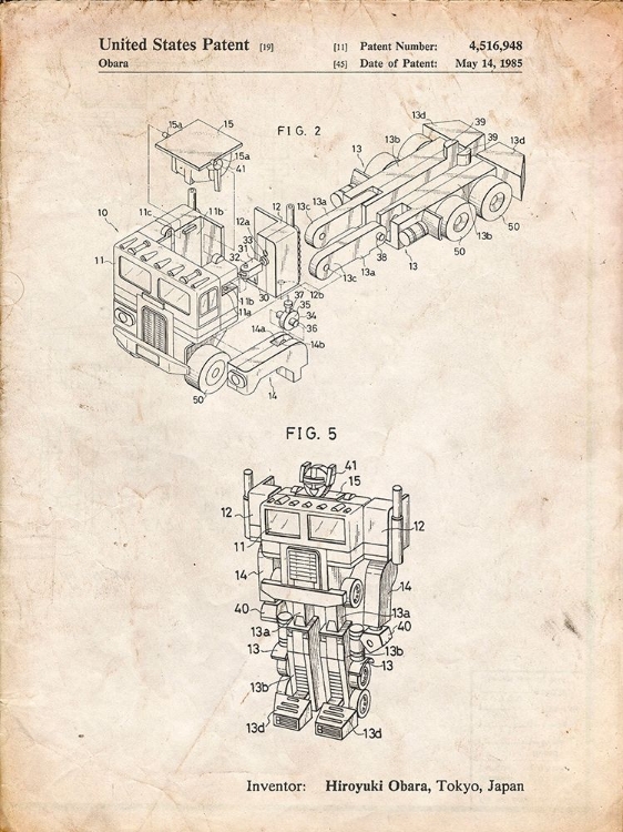 Picture of PP179- VINTAGE PARCHMENT OPTIMUS PRIME TRANSFORMER POSTER