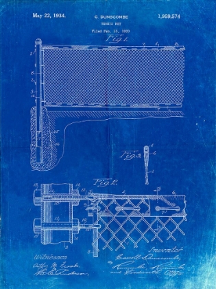 Picture of PP181- FADED BLUEPRINT TENNIS NET PATENT POSTER