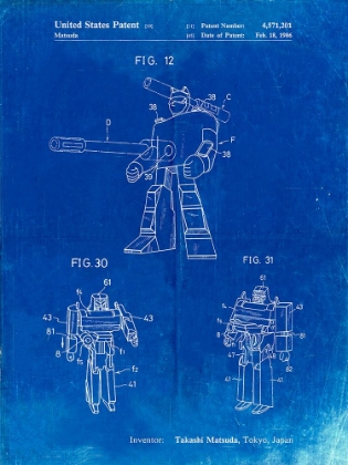 Picture of PP184- FADED BLUEPRINT MEGATRON TRANSFORMER PATENT POSTER