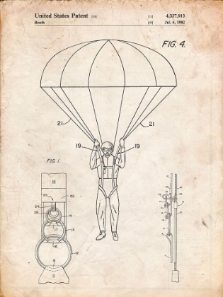 Picture of PP187- VINTAGE PARCHMENT PARACHUTE 1982 PATENT POSTER