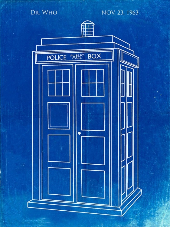 Picture of PP189- FADED BLUEPRINT DOCTOR WHO TARDIS POSTER