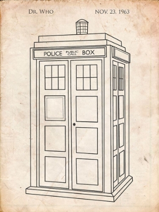 Picture of PP189- VINTAGE PARCHMENT DOCTOR WHO TARDIS POSTER