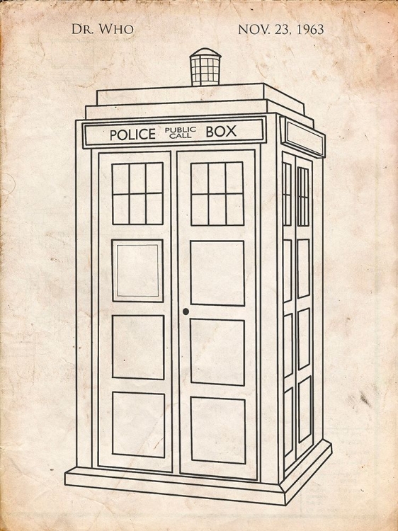 Picture of PP189- VINTAGE PARCHMENT DOCTOR WHO TARDIS POSTER