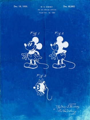 Picture of PP191- FADED BLUEPRINT MICKEY MOUSE 1929 PATENT POSTER