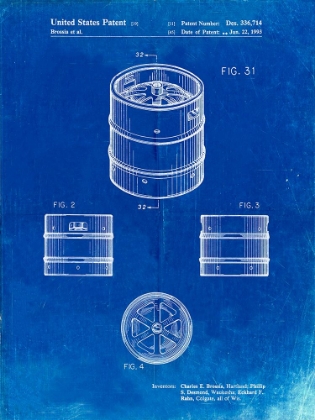 Picture of PP193- FADED BLUEPRINT MILLER BEER KEG PATENT POSTER