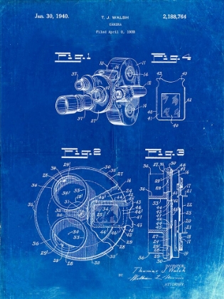 Picture of PP198- FADED BLUEPRINT BELL AND HOWELL COLOR FILTER CAMERA PATENT POSTER
