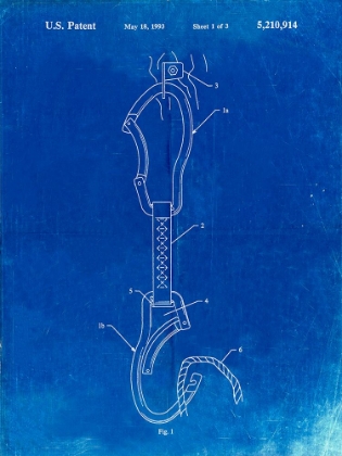 Picture of PP200- FADED BLUEPRINT AUTOMATIC LOCK CARABINER PATENT POSTER