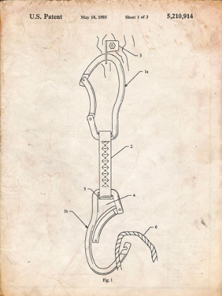 Picture of PP200- VINTAGE PARCHMENT AUTOMATIC LOCK CARABINER PATENT POSTER