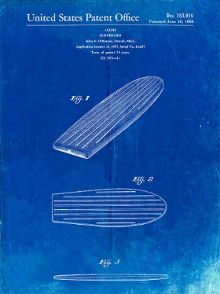 Picture of PP201- FADED BLUEPRINT SURFBOARD POSTER
