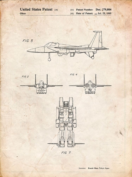 Picture of PP202- VINTAGE PARCHMENT STARSCREAM TRANSFORMER PATENT POSTER