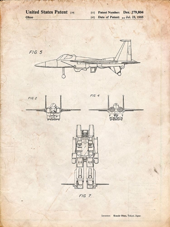 Picture of PP202- VINTAGE PARCHMENT STARSCREAM TRANSFORMER PATENT POSTER