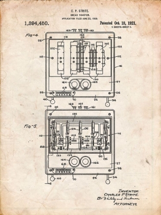 Picture of PP207- VINTAGE PARCHMENT TOASTMASTER TOASTER PATENT PRINT