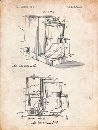 Picture of PP208- VINTAGE PARCHMENT DART COFFEE MAKER 1975