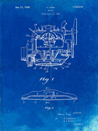 Picture of PP220-FADED BLUEPRINT MODEL A FORD PICKUP TRUCK ENGINE POSTER