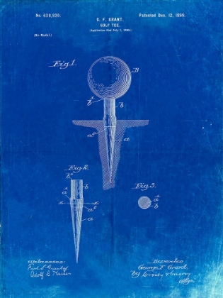 Picture of PP237-FADED BLUEPRINT VINTAGE GOLF TEE 1899 PATENT POSTER