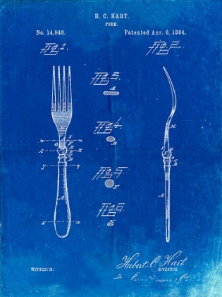 Picture of PP238-FADED BLUEPRINT FORK PATENT POSTER