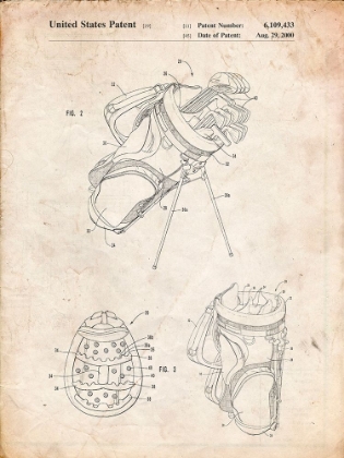 Picture of PP239-VINTAGE PARCHMENT GOLF WALKING BAG PATENT POSTER