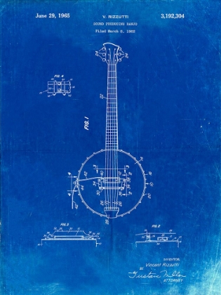 Picture of PP242-FADED BLUEPRINT MODERN BANJO PATENT POSTER