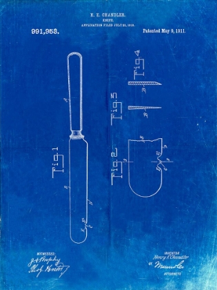 Picture of PP278-FADED BLUEPRINT MEAT KNIFE POSTER