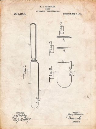 Picture of PP278-VINTAGE PARCHMENT MEAT KNIFE POSTER