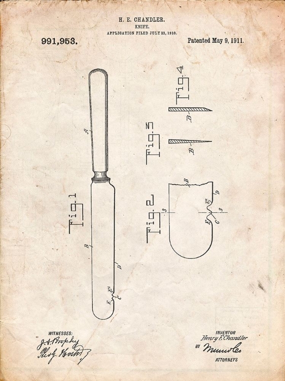 Picture of PP278-VINTAGE PARCHMENT MEAT KNIFE POSTER