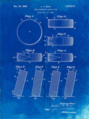 Picture of PP290-FADED BLUEPRINT HOCKEY PUCK PATENT POSTER