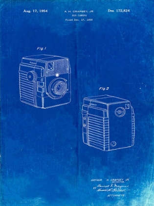 Picture of PP300-FADED BLUEPRINT KODAK BROWNIE BULLSEYE 1954 PATENT POSTER