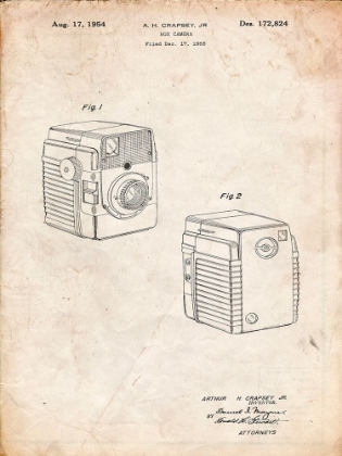 Picture of PP300-VINTAGE PARCHMENT KODAK BROWNIE BULLSEYE 1954 PATENT POSTER