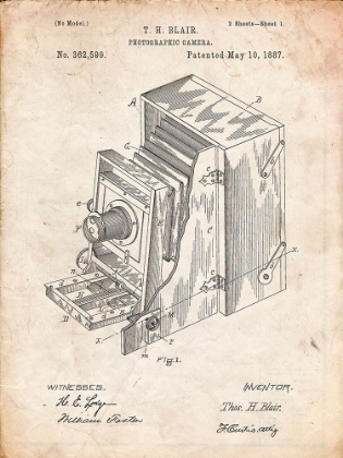 Picture of PP301-VINTAGE PARCHMENT LUCIDOGRAPH CAMERA PATENT POSTER