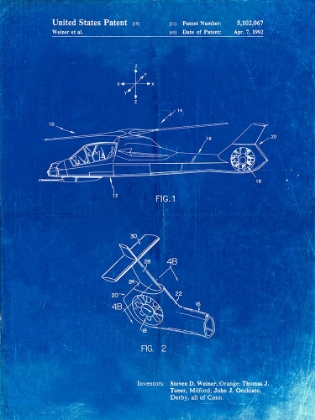 Picture of PP302-FADED BLUEPRINT HELICOPTER TAIL ROTOR PATENT POSTER