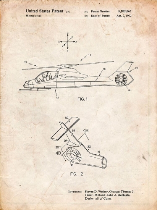 Picture of PP302-VINTAGE PARCHMENT HELICOPTER TAIL ROTOR PATENT POSTER